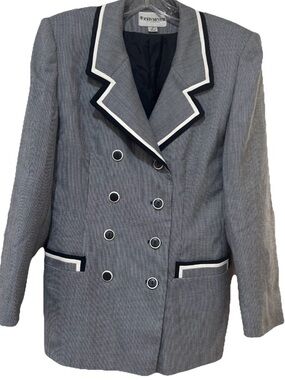 Vintage John Meyer of Norwich Navy & White Houndstooth Blazer Size 12